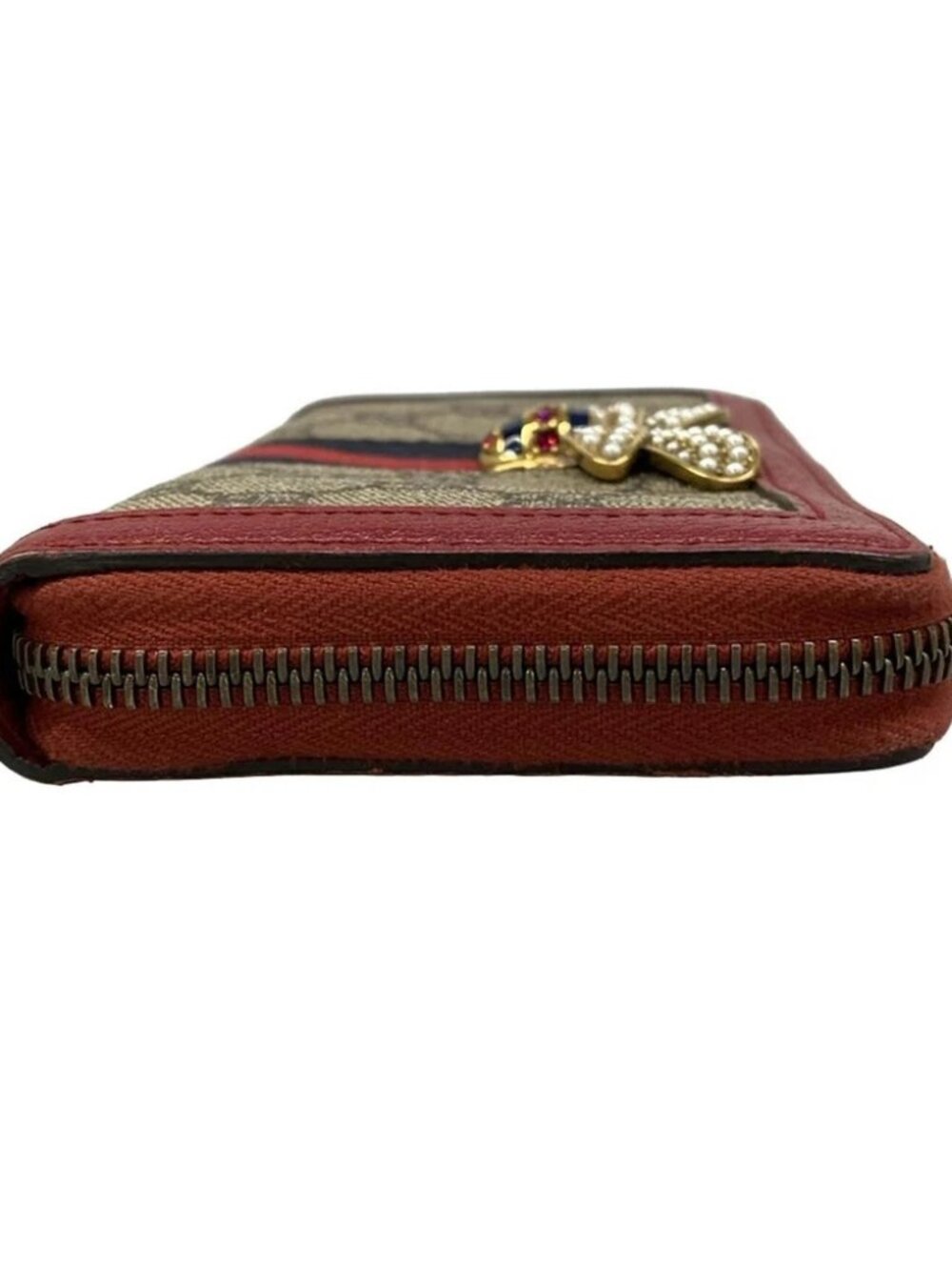 GUCCI Queen Margaret 476069 Dark Brown Red Multi PVC Leather Long Wallet - Picture 6 of 12